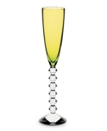 Color it chic. Baccarat takes already-stunning Vega stemware to the next level with this olive-tinted flute. A chunky, beaded stem contrasts brilliant color in heavy, exquisitely crafted crystal. Color it chic. Baccarat takes already-stunning Vega stemware to the next level with this olive-tinted flute. A chunky, beaded stem contrasts brilliant color in heavy, exquisitely crafted crystal.