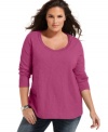 Team your jeans with INC's long sleeve plus size top-- it's perfect for the weekend!