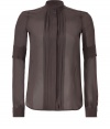 Recently relaunched with a fashion-forward aesthetic, Belstaff has infused this pleated blouse with luxe refinement - Stand collar, concealed front button placket with pleated panel, long sleeves with pleat detail, asymmetrical hem - Style with leather leggings and platform pumps