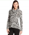 Calvin Klein's flattering cowlneck sweater looks magnificently modern with its chic space-dye.