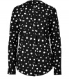 A punchy take on Sunos sumptuous prints, this dotted cotton shirt is a great way to add a playful twist to your look - Collarless neckline, raglan long sleeves, buttoned cuffs, covered button-down front metal zip at nape, shirttail hemline - Softly tailored fit - Wear with statement printed pants and sky-high heels