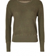 Reminiscent of that favorite thermal, Marc by Marc Jacobs waffle knit wool pullover is a cool choice destined to be an everyday favorite - Round neckline, long sleeves, smooth trim, allover waffle knit - Shorter, fitted silhouette - Wear with a tee and favorite skinny jeans