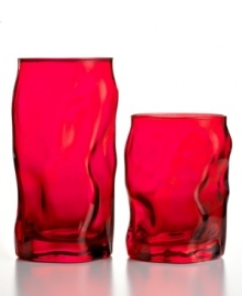 Glassware that gets noticed. Bormioli Rocco teams a funky organic shape and cherry-red hue in easy-care highball glasses made for modern tables. Glassware that gets noticed. Bormioli Rocco teams a funky organic shape and cherry-red hue in easy-care highball glasses made for modern tables.