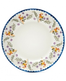 Freshen up. Colorful wildflowers scatter on the Scallop Floral dinner plate, a charming addition to country settings from Marcela for Prima Design. With dainty blue trim. Freshen up. Colorful wildflowers scatter on the Scallop Floral dinner plate, a charming addition to country settings from Marcela for Prima Design. With dainty blue trim.
