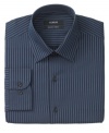 Black and blue. Alfani mixes two of your favorite hues for a modern take on a classic striped shirt.