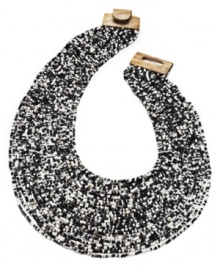 Make like a zebra in Style&co.'s wild statement necklace. Black and white glass beads create a large bib-like surface, while the clasp is made of rustic wood. Approximate length: 26 inches. Approximate drop: 4-1/2 inches.