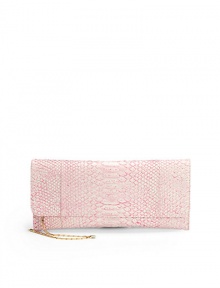THE LOOKTuck-away shoulder chainEnvelope silhouetteMagnetic flap closureOne inside zip pocketInside logo detailTHE MEASUREMENTShoulder chain, 14 drop12W X 5½H X ¼DTHE MATERIALPythonLeather and printed fabric liningORIGINMade in USA
