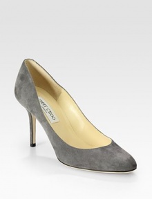 Exude elegance with this timeless silhouette, impeccably crafted of fine Italian suede. Self-covered heel, 3½ (90mm)Suede upperLeather lining and solePadded insoleMade in Italy Exude elegance with this timeless silhouette, impeccably crafted of fine Italian suede. Self-covered heel, 3½ (90mm)Suede upperLeather lining and solePadded insoleMade in Italy