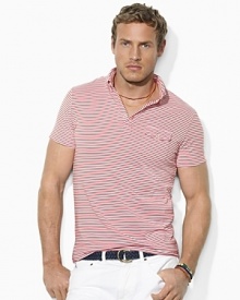 Crafted from jersey-knit cotton lisle for a soft, smooth hand, this relaxed-fitting polo shirt features a button-down collar for a refined finish. Crafted from jersey-knit cotton lisle for a soft, smooth hand, this relaxed-fitting polo shirt features a button-down collar for a refined finish.