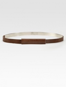 A simply chic design in supple leather with a metal accented back. Width, about ¾Made in Italy A simply chic design in supple leather with a metal accented back. Width, about ¾Made in Italy