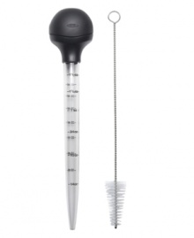 Time to dress up! Take your bird from bland to bursting with flavor in no time at all. The unique bulb shape and collar of this innovative baster offer a range of comfort grips for basting from all directions. Easy-to-read measurement markings and a flattened head keep precision on hand. Lifetime warranty. Time to dress up! Take your bird from bland to bursting with flavor in no time at all. The unique bulb shape and collar of this innovative baster offer a range of comfort grips for basting from all directions. Easy-to-read measurement markings and a flattened head keep precision on hand. Lifetime warranty.