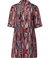 Eye-catching and bold, Missoni Ms printed silk shift is a playful-chic choice perfect for taking cool days into city cocktails - Pointed spread collar, elbow-length sleeves, stitched cuffs, partial button-down front - Easy straight silhouette - Team with bright accessories for a statement finish