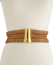 Go for an ultra-hourglass look with this beautifully braided belt by Steve Madden. Complete with a glam gold-tone hook closure. Go for an ultra-hourglass look with this beautifully braided belt by Steve Madden. Complete with a glam gold-tone hook closure.