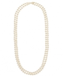 beauty that goes to great lengths. Wear this Monet glass pearl (10 mm) necklace doubled or tripled. Approximate length: 60 inches. beauty that goes to great lengths. Wear this Monet glass pearl (10 mm) necklace doubled or tripled. Approximate length: 60 inches.