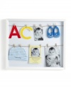 Get hung up on your little one's adorable beginnings with an Umbra picture frame that doubles as a shadowbox. Two lines and a dozen clothespins mean you can give more than a snapshot into his first years.