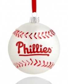 Bring year-round cheer to Philadelphia with the MLB baseball ornament from Kurt Adler. It's a guaranteed hit with Phillies fans in red and white glass.