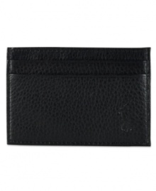 Rendered in sumptuous pebbled leather, this pony-embossed card case with attached money clip is ideal for the modern man who prefers to carry the basics. Rendered in sumptuous pebbled leather, this pony-embossed card case with attached money clip is ideal for the modern man who prefers to carry the basics.