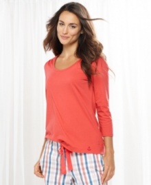 Colorful and bright. Nautica's 3/4 sleeve tee is a cheerful way to lounge around.