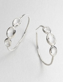 Three radiant ovals of faceted clear quartz, elegantly set in a hoop of sterling silver. Clear quartz Sterling silver Diameter, about 1½ Post back Imported