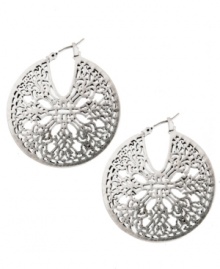 Intricate and exotic. Incorporate a little culture into your style with these Moroccan-themed hoop earrings by Lucky Brand. Crafted in silver tone mixed metal. Approximate diameter: 1-1/2 inches.