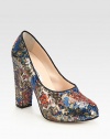 Dazzling multicolored sequins cover this notice-me platform pump with fine leather trim. Self-covered heel, 4½ (115mm)Hidden platform, ½ (15mm)Compares to a 4 heel (100mm)Sequin upper with leather trimLeather lining and solePadded insoleMade in Italy