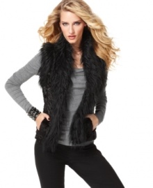 Two types of sumptuous faux fur create a luxurious effect on INC's stylish vest. It's the must-have layering piece of the season! Two types of sumptuous faux fur create a luxurious effect on INC's stylish vest. It's the must-have layering piece of the season!