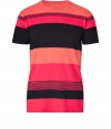 Colorblocked with thick and thin stripes, Marc by Marc Jacobs crewneck cotton tee is a cool choice for casual looks - Round neckline, short sleeves - Slim straight fit - Wear with jeans, a cardigan and winter boots