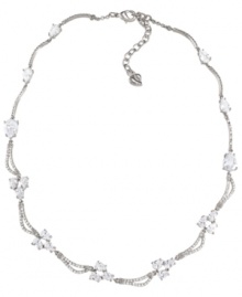 Special occasion style. Look effortlessly elegant in Carolee's chic collar necklace. Set in silver tone mixed metal, necklace features glass accents for added shine. Approximate length: 16 inches + 2-inch extender.