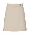 Work a note of timeless classic tailoring into your polished separates wardrobe with Hugos light beige A-line skirt - Buttoned front sash detail, belt loops, hidden back zip, tailored fit - Pair with a sharply cut shirt and blazer