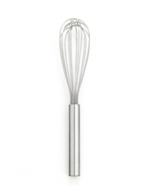 Be willing to whisk it all! This seasoned pro features a 7-wire construction made from sturdy and durable stainless steel that takes mixing and beating ingredients to the professional level, masterfully blending air into every mixture for fluffy, expert results. Be willing to whisk it all! This seasoned pro features a 7-wire construction made from sturdy and durable stainless steel that takes mixing and beating ingredients to the professional level, masterfully blending air into every mixture for fluffy, expert results.