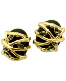 Make peace with your wardrobe by adding this Zen-inspired style. Clip-on earrings from T Tahari's Bamboo Collection feature black matte resin ovals accented by bamboo branches and crystal details. Set in gold tone mixed metal. Approximate diameter: 3/4 inch. Make peace with your wardrobe by adding this Zen-inspired style. Clip-on earrings from T Tahari's Bamboo Collection feature black matte resin ovals accented by bamboo branches and crystal details. Set in gold tone mixed metal. Approximate diameter: 3/4 inch.