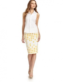 THE LOOKAllover geometric-inspired printFlat frontPencil shapeSide zip closureDual vents in back hemTHE FITAbout 25 from waist to hemTHE MATERIAL54% viscose/44% cotton/2% elastaneCARE & ORIGINDry cleanImportedModel shown is 5'10½ (179cm) wearing US size 4. THE LOOKAllover geometric-inspired printFlat frontPencil shapeSide zip closureDual vents in back hemTHE FITAbout 25 from waist to hemTHE MATERIAL54% viscose/44% cotton/2% elastaneCARE & ORIGINDry cleanImportedModel shown is 5'10½ (179cm) wearing US size 4.