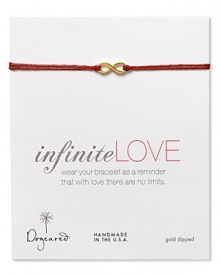 Choose the gift that keeps on giving: Dogeared's crimson bracelet touts an infinity symbol for enduring charm at the wrist. Choose the gift that keeps on giving: Dogeared's crimson bracelet touts an infinity symbol for enduring charm at the wrist.