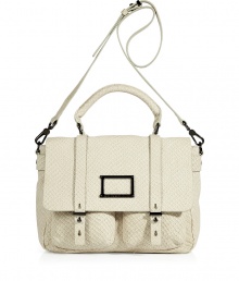 A luxe take on the utilitarian staple, this snake-embossed leather messenger bag from Marc by Marc Jacobs is a work-to-play essential - Classic messenger style, front flap with adjustable straps and logo detail, top carrying handle and convertible shoulder strap, small front pockets and internal zip pocket - Great for work, travel, or running errands around town A luxe take on the utilitarian staple, this snake-embossed leather messenger bag from Marc by Marc Jacobs is a work-to-play essential - Classic messenger style, front flap with adjustable straps and logo detail, top carrying handle and convertible shoulder strap, small front pockets and internal zip pocket - Great for work, travel, or running errands around town