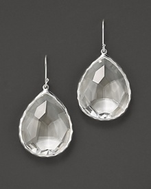 From the Silver collection, single teardrop earrings with faceted clear quartz crystals. Designed by Ippolita.