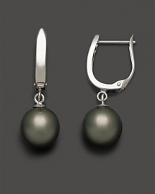 14 Kt. White Gold Tahitian Black Pearl Leverback Earrings 14 Kt. White Gold Tahitian Black Pearl Leverback Earrings