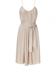 Get effortless style in this ultra-chic dress from LAgence - Round neck with gathering, spaghetti straps, tie belt, full skirt, relaxed silhouette -Style with platform sandals and a statement satchel Get effortless style in this ultra-chic dress from LAgence - Round neck with gathering, spaghetti straps, tie belt, full skirt, relaxed silhouette -Style with platform sandals and a statement satchel