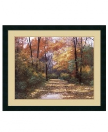 Artist Diane Romanello captures fall foliage at its peak in Autumn Road. A wooden frame with a matte black finish finishes this room-defining landscape with timeless, understated elegance.