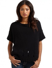 THE LOOKRibbed crew neckline Pullover styleShort ribbed cuff sleevesCutout detailsRibbed hemTHE FITAbout 23 from shoulder to hemTHE MATERIAL51% cotton/24% wool/19% acrylic/6% yakCARE & ORIGINHand washImported