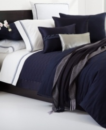 This Windsor Navy decorative pillow from Hugo Boss is the perfect finishing touch for your bedding ensemble. Its leather/cotton texture adds a layer of sophistication. Zipper closure.