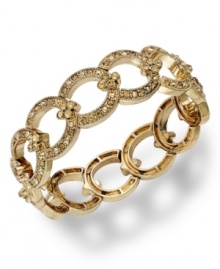 This glamorous bracelet from Charter Club is your link to on-trend fashion. Smoky topaz glass accents adorn a linked stretch design. Bracelet stretches to fit wrist. Crafted in 14k gold-plated mixed metal. Approximate diameter: 2-1/4 inches.