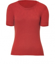 Sophisticated style is effortlessly achieved with this ultra-chic cashmere top from Malo - Round neck, short sleeves, slim fit, ribbed cuffs and hem - Wear with a pencil skirt, slim trousers, or skinny jeans