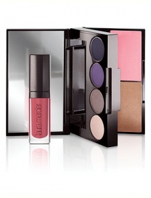 Colour-To-Go Portable Palette provides a complete look in one convenient compact. Portable and purse friendly, this new double decker design features a full-size mirror along with all of your colour essentials. The top level is all about eyes with a trio of Eye Colours including a highlighter, midtone and definer shades, plus a Tightline Cake Eye Liner for added intensity. Colour-To-Go Portable Palette provides a complete look in one convenient compact. Portable and purse friendly, this new double decker design features a full-size mirror along with all of your colour essentials. The top level is all about eyes with a trio of Eye Colours including a highlighter, midtone and definer shades, plus a Tightline Cake Eye Liner for added intensity.