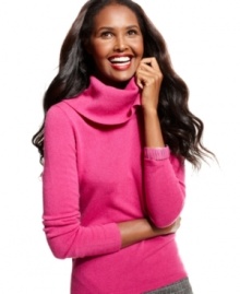 Super-soft cashmere and a cozy cowl neckline add up to one great sweater by Charter Club! Pair it with khakis and flats for an everyday look with elegance.