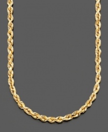 Twist and twirl with this beautiful strand of diamond-cut 14k gold. Chain measures approximately 18 inches. Twist and twirl with this beautiful strand of diamond-cut 14k gold. Chain measures approximately 18 inches.