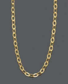 Layer yourself in elegant gold links. Long cable chain necklace features an intricate textured design. Set in 14k gold. Approximate length: 30 inches. Layer yourself in elegant gold links. Long cable chain necklace features an intricate textured design. Set in 14k gold. Approximate length: 30 inches.