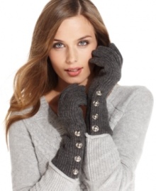 Be beautifully buttoned up this winter. Start with these chic knit gloves from MICHAEL Michael Kors that are adorned with signature-embossed snap buttons. Be beautifully buttoned up this winter. Start with these chic knit gloves from MICHAEL Michael Kors that are adorned with signature-embossed snap buttons.