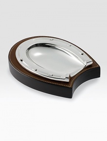 Cast in a horseshoe shape, this essential trinket tray is a rustic yet refined addition to the well-appointed desk. 5½W X 6LSilverplated brass and saddle leatherImported Cast in a horseshoe shape, this essential trinket tray is a rustic yet refined addition to the well-appointed desk. 5½W X 6LSilverplated brass and saddle leatherImported