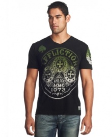 This triumph graphic t-shirt from Affliction is proof of your winning casual cool. This triumph graphic t-shirt from Affliction is proof of your winning casual cool.