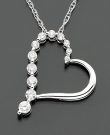 Steal her heart with this charming Journey pendant. A trail of sparkling round-cut diamonds (1/3 ct. t.w.) meets 14k white gold for the perfect diamond necklace. Chain measures 18 inches. Steal her heart with this charming Journey pendant. A trail of sparkling round-cut diamonds (1/3 ct. t.w.) meets 14k white gold for the perfect diamond necklace. Chain measures 18 inches.